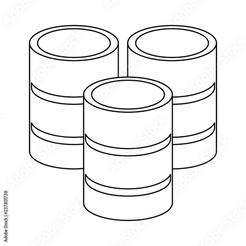 Database storage disks black and white