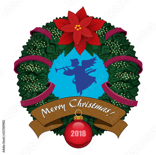 Holiday Wreath / A festive wreath surrounds an angel.