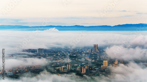 Foggy morning over the city