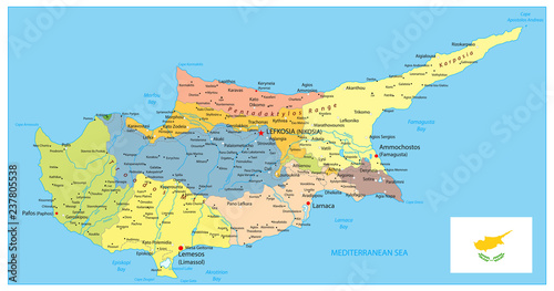 Fotografie, Obraz Cyprus Political Map