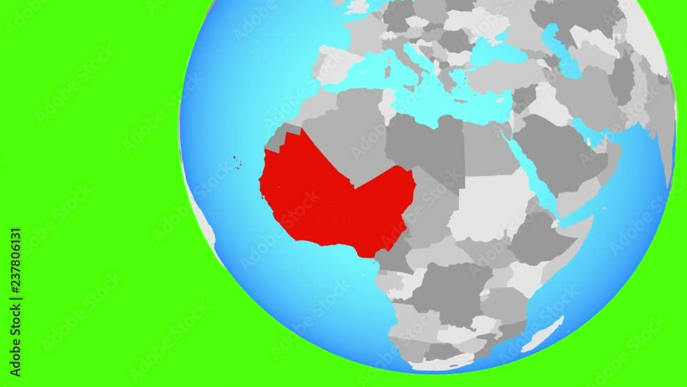 Closing in on Western Africa on simple globe. 3D illustration. Closing in on Western Africa on simple globe. 3D illustration.