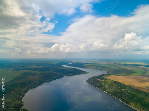 Wonders of Ukraine, high altitude aerial shot of river Dniester © Vice and Virtue
