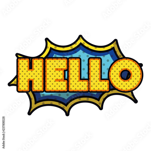 hello comic words in speech bubble isolated icon
