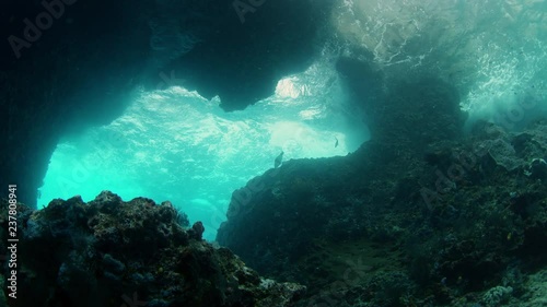 dangerous reef with strong waves, Raja Ampat, Indonesia, slow motion photo
