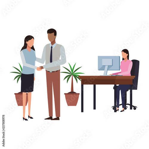 Business people and office elements