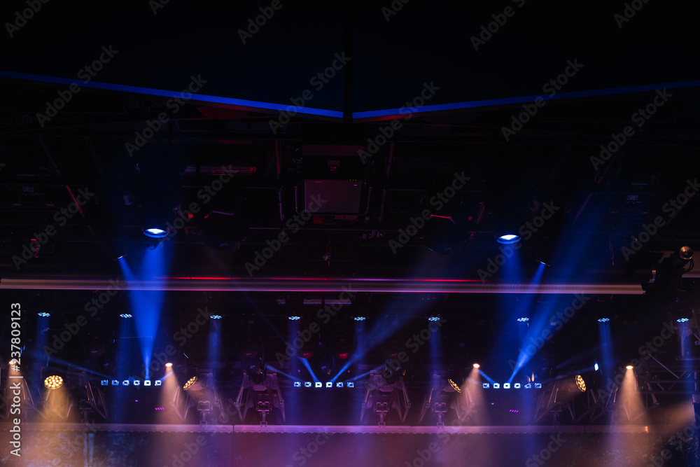 abstract background of light and smoke performance on stage