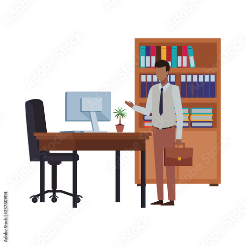 Business people and office elements