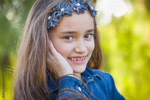 Cute Young Mixed Race Girl Portrait Outdoors