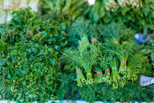 Background of  fresh green different vegetables photo