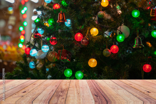 Christmas background and wooden floor
