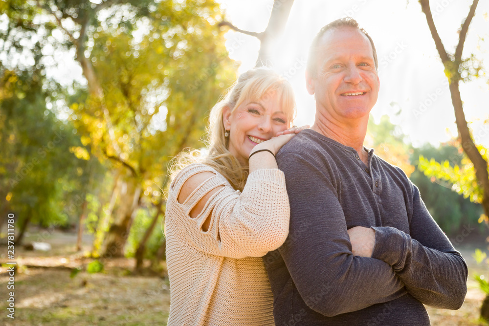 Happy Middle Aged Caucasian Couple Portrait Outdoors