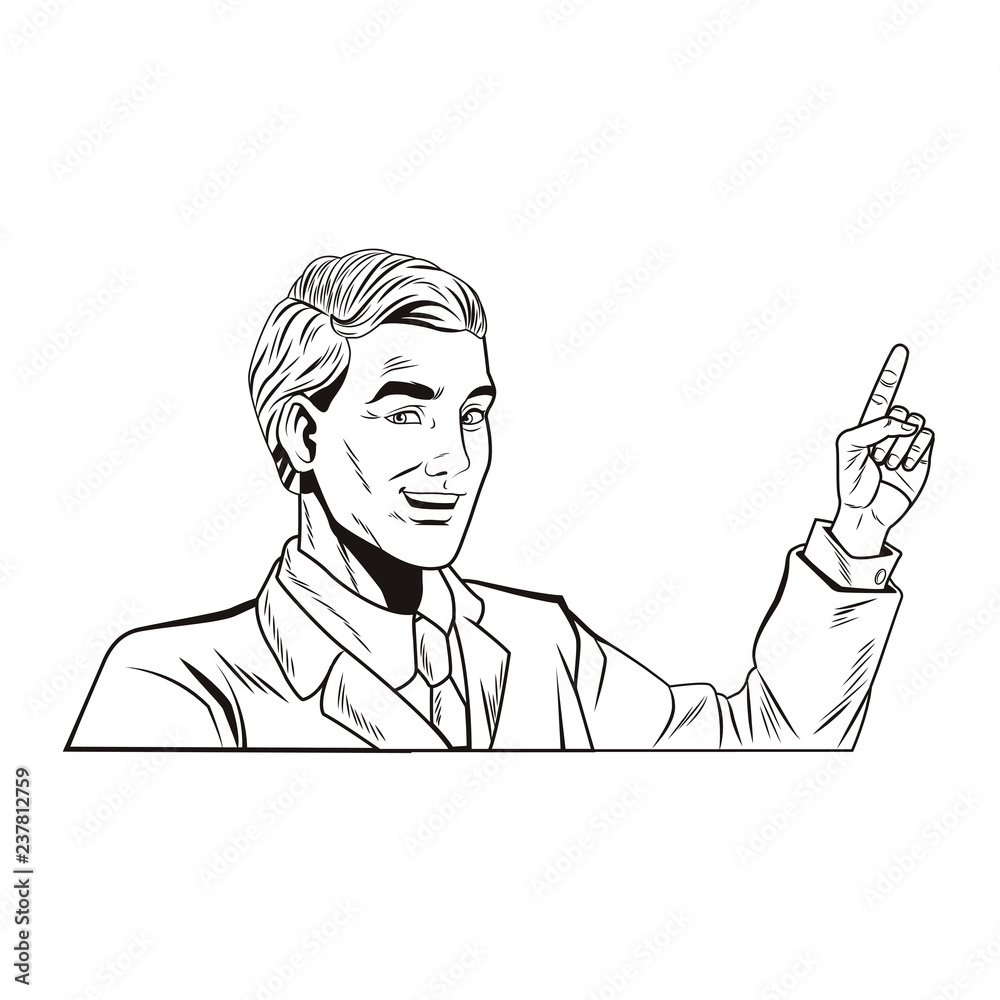 pop art businessman cartoon in black and white pop art businessman cartoon in black and white