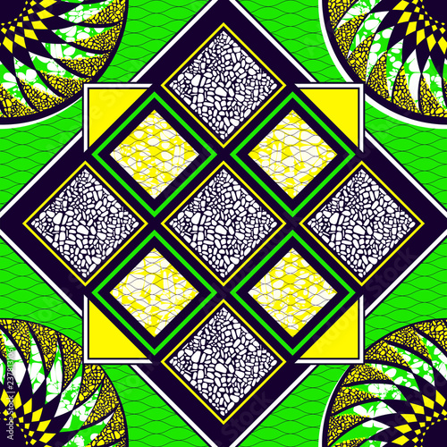 Fabric Print, Scarf, Shawl, Carpet, Kerchief, Bandana, Handkerchief, Square Pattern Design, Textile Fashion African Print, vector illustration file.