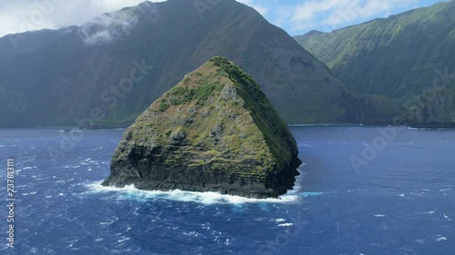 Aerial coastal view of Okala Island Molokai Hawaii photo