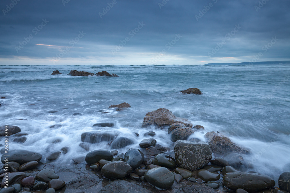 stormy view of seascape, north devon coast