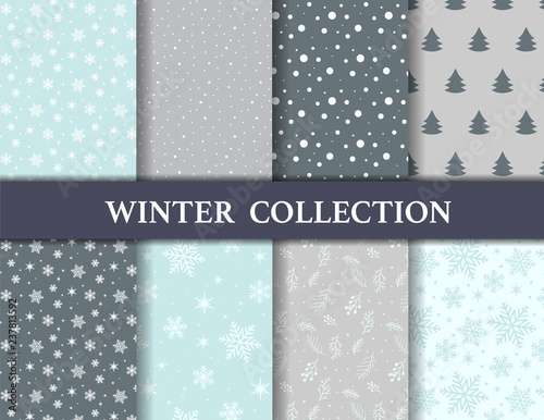 snow pattern set. vector il...