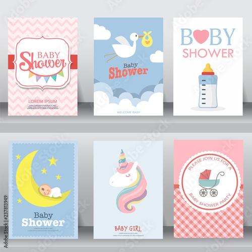 cute baby shower invitation. vector