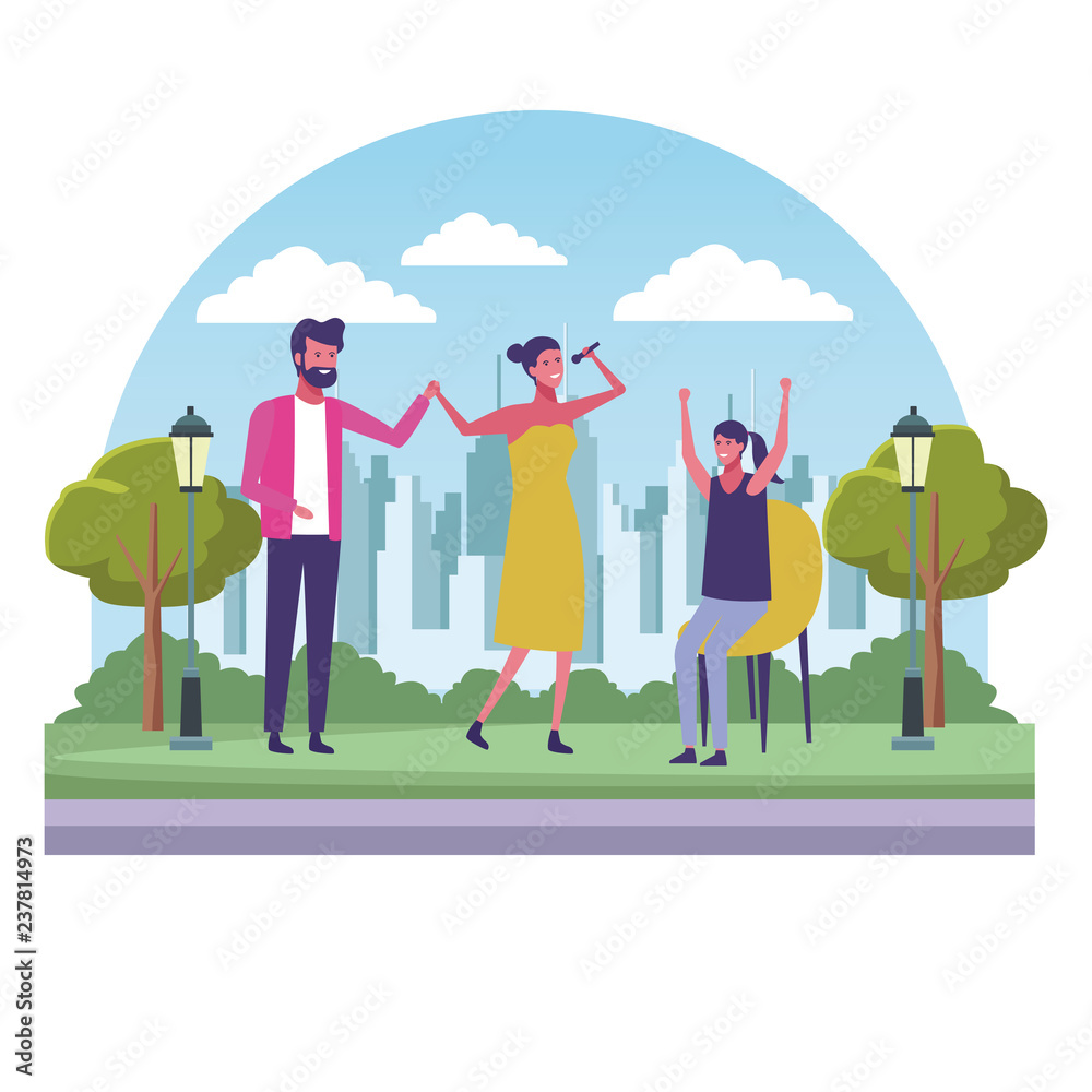 Naklejka premium Ludzie w parku