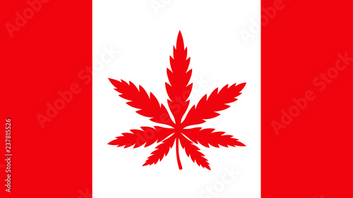 Canada flag with marijuana weed leaf
