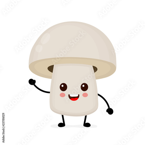 Funny happy cute happy smiling mushroom