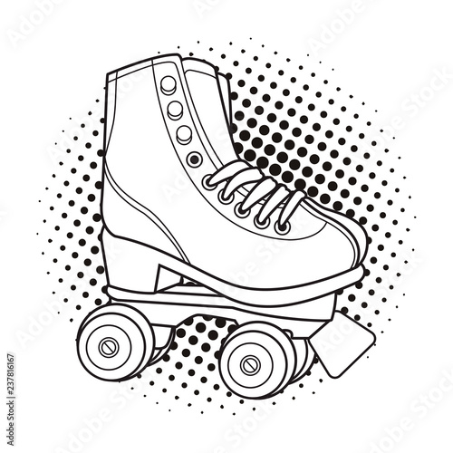 retro roller skates black and white