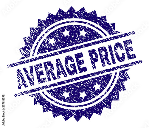 AVERAGE PRICE stamp seal watermark with distress style. Blue vector rubber print of AVERAGE PRICE text with unclean texture.
