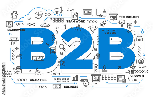 illustration of creative banner, digital marketing b2b business to business asset for presentation or cover pictogram, abstract thin line icon. use for background and annual report cover.