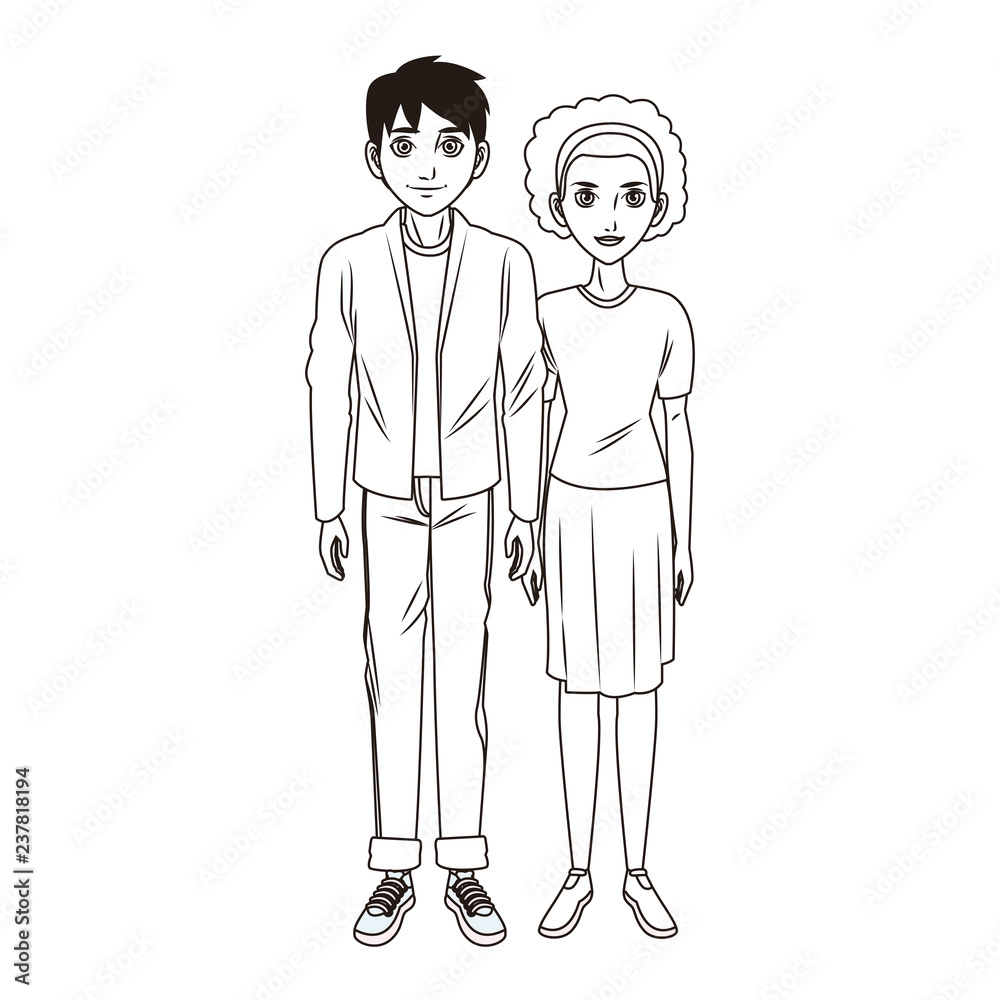 young people couple in black and white young people couple in black and white