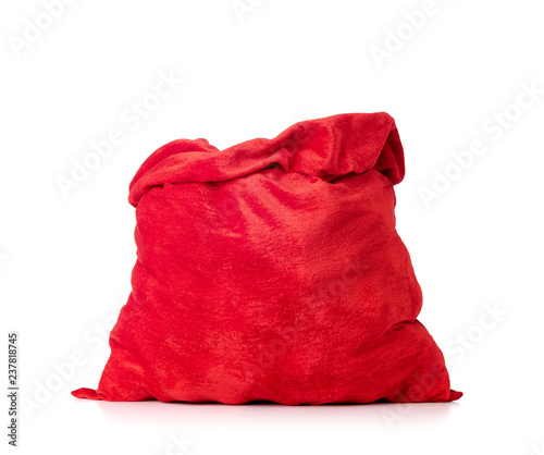 Santa Claus's red bag, full, isolated on white background. File contains a path to isolation.