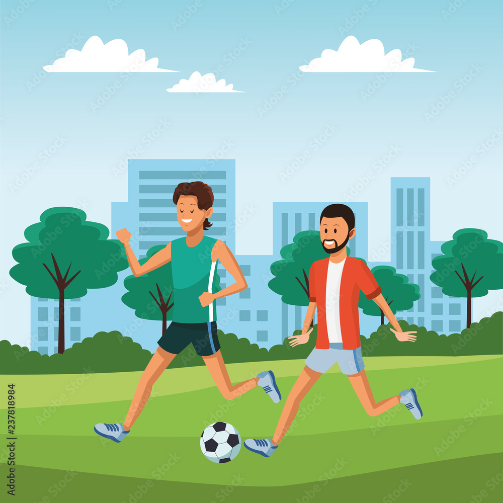 Fototapeta premium friends young men cartoon