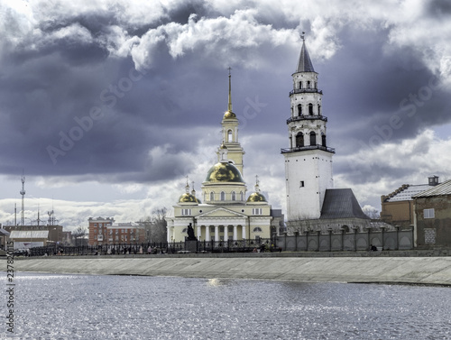 Russian Cathedral in the city and Nevyansk leaning tower