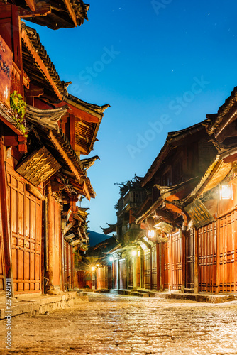 Night View of Dayan Ancient City Street in Lijiang  Yunnan  China