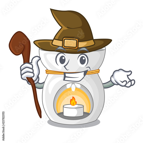 Witch aroma lamp with burning candle mascot
