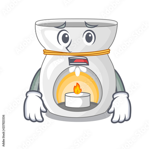 Afraid aroma lamp with burning candle mascot