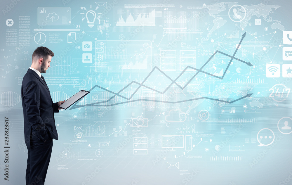 Adviser standing and presenting economical results of a global company
Adviser standing and presenting economical results of a global company