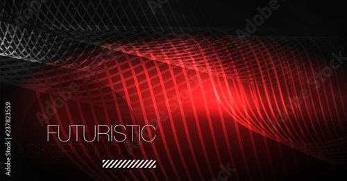 Neon lines wave background. Abstract composition