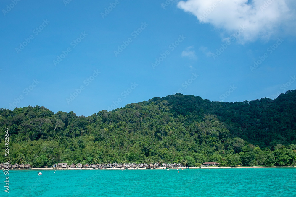 Wonderful blue sea at Andaman sea, Beautiful beach at Surin Island, Thailand Wonderful blue sea at Andaman sea, Beautiful beach at Surin Island, Thailand