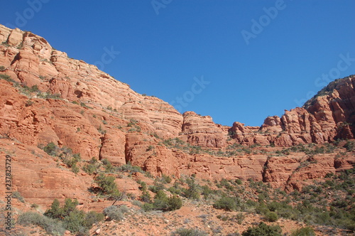 Dramatic landscapes of red rock in full daylight in northern Arizona desert