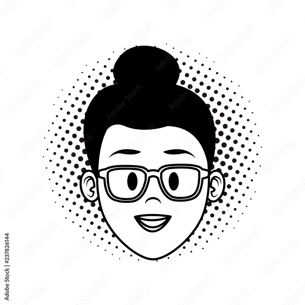 Woman face cartoon in black and white Woman face cartoon in black and white