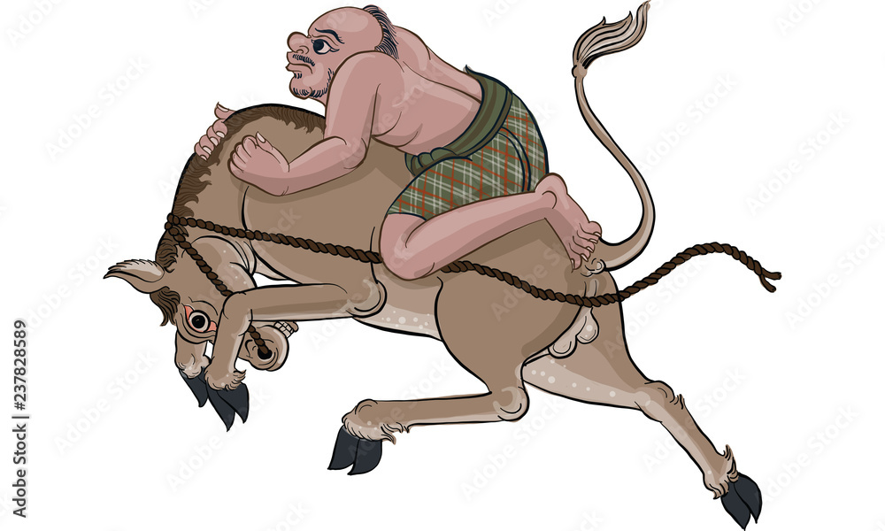 Obraz premium man riding horse in Thai traditional painting