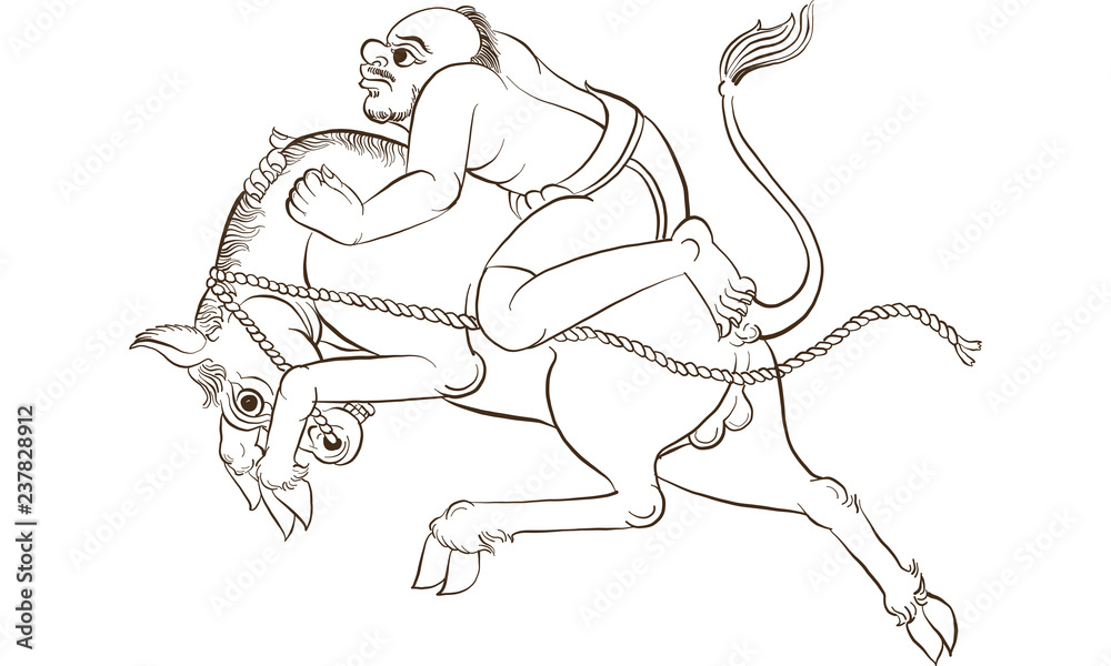 man riding horse in Thai traditional painting