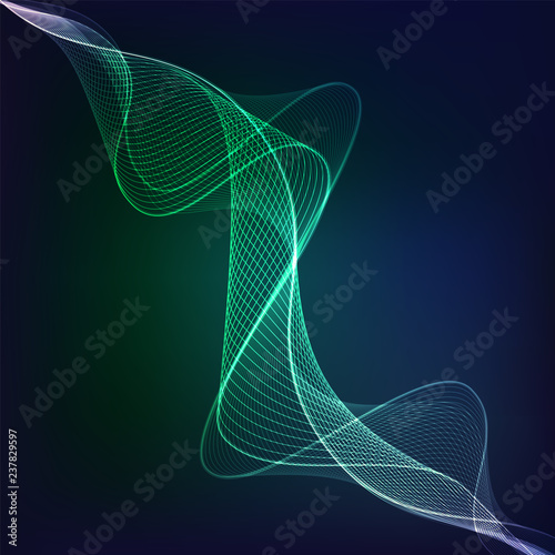abstract digital green blue curve, sound wave pattern element