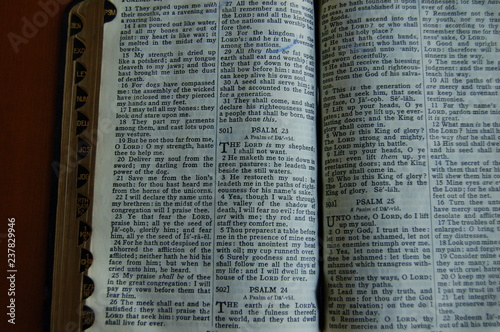 19th century bible open to Psalm 23