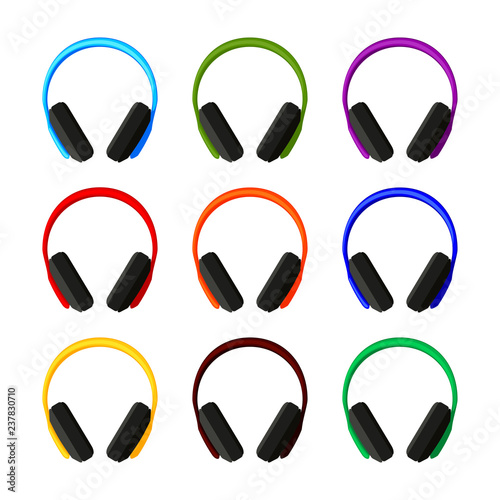 Colorful cartoon headphones collection
