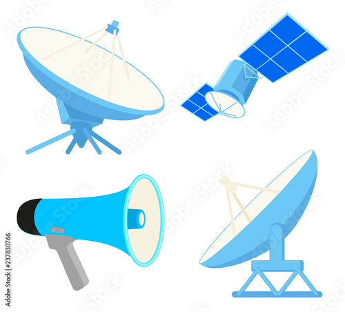 Colorful cartoon telecommunication elements