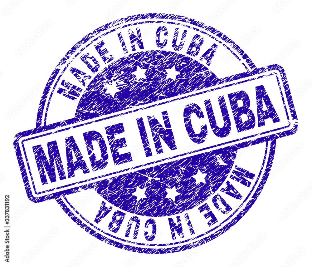 MADE IN CUBA stamp seal imprint with grunge texture. Designed with rounded rectangles and circles. Blue vector rubber print of MADE IN CUBA tag with grunge texture. MADE IN CUBA stamp seal imprint with grunge texture. Designed with rounded rectangles and circles. Blue vector rubber print of MADE IN CUBA tag with grunge texture.