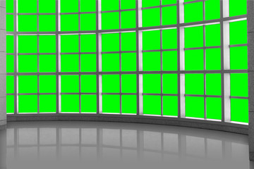Design cover concept, modern open space structure window grid with reflective surface