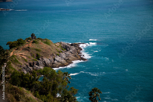 Fotografie view from the heights to the rocky shore and the sea phuket thailand