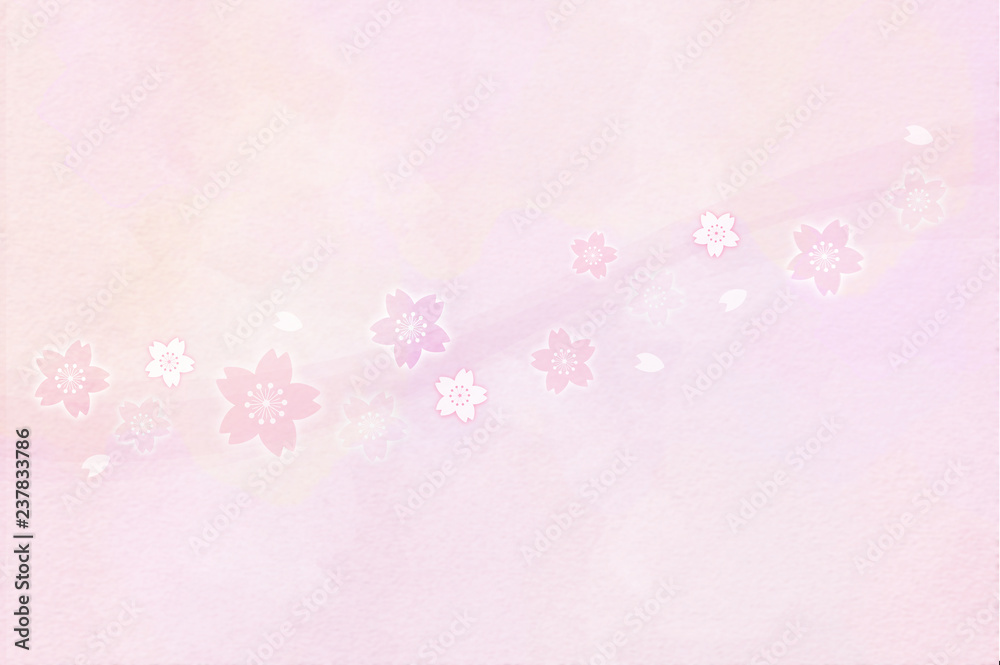 桜のイラストと和紙の背景
