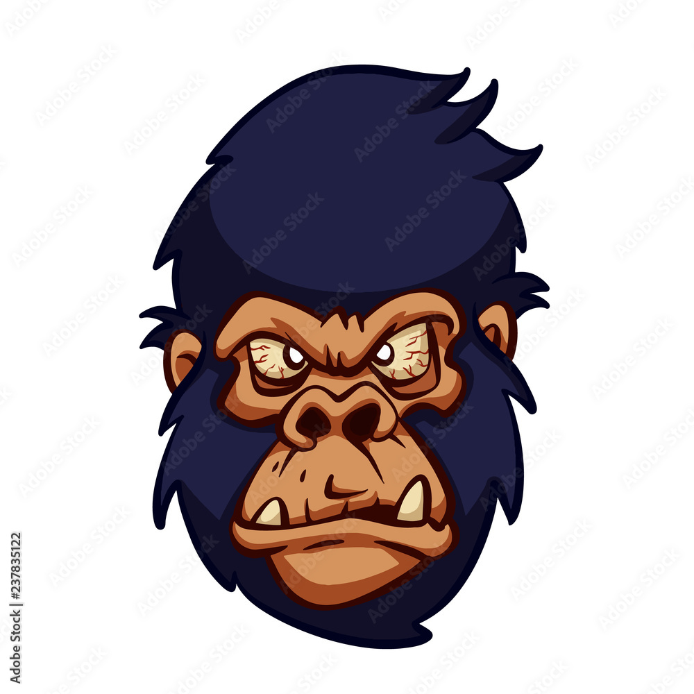 Angry gorilla head cartoon Stock Vector | Adobe Stock